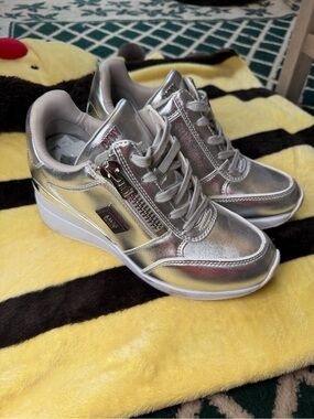 DKNY Silver Metallic Wedge Sneakers -
Size 8.5